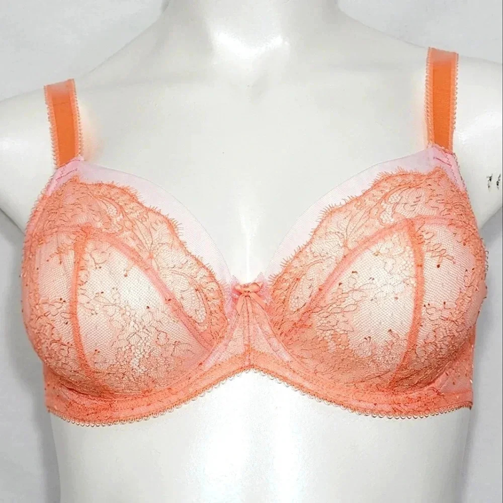 42D Paramour 115014 by Felina Amber Unlined Lace Coral‎ NWT